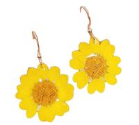 Handmade Dried Flower Earrings 3.5cm Cape Fruit Gold Plated Hook Set in White/Pink/Yellow, Standard, Real fern leaves, None