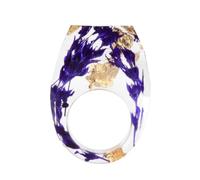 Handmade Dried Flower Resin Rings,Abstract Bright Purple Flowers Natural Plant Colorful Clear Acrylic Aesthetic Rings For Women Teen Girls Unisex Personal Body Jewelry Gift Anniversary Birthday,P