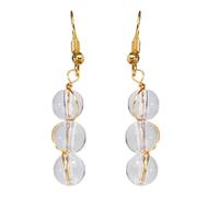 Handmade Drop Earrings Natural Crystal Beads With Metallic Strands Stylish Ear Accessories Lightweight Jewelry Gold Wire Wrapped Earrings