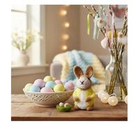 Handmade Easter Wool Felt Bunny Ornaments - Cute 4" Needle Felted Rabbit with Colorful Jackets, Simulation Animal Figurines for Easter Basket Stuffers, Tiered Tray Decor & Spring Gift