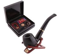 Handmade Ebony Pipe for Grandad, Father, Husband, Boyfriend, Smoker, Detachable Wooden Tobacco Pipe Set with Box and Accessories,A