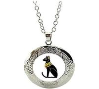 Handmade Egyptian Cat Gods Medallion Locket Necklace Beautiful Jewelry Gift