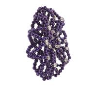 Handmade Elastic Pearl Crochet Hair Bun Net with Rhinestones Navy | Lightweight Breathable Mesh with Cotton Lining, Flexible Edge for Comfort, Elegant Sparkling Design for Performances