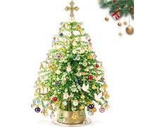 Handmade Elegant Beaded Mini Christmas Tree,Holiday Decor Kit (C) | Crystal Style Beads & Metal Frame,3D Layered Lighted Assembly Kit for Mantel,Beginners Friendly Festive DIY Christmas Decor