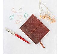 Handmade Embossed Pocket Leather Notebook, Soft Cover and Elastic Closure Journal, Chocolate Brown, 50 Unlined Recycled Paper Pages