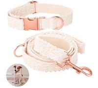 Handmade Embroidered Dog Collar Set, Adjustable with Metal Clasp, Lace Puppy Collar Set, Leash and Dog Collar, Long Leash for Small Medium Large Dogs