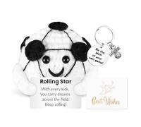 Handmade Emotion Support Football Gift,Funny Crochet Cute Wool Doll with Positive Card Keychain Greeting Card Cheer Up Gag Friends Gifts Office Desk Fun Home Decor for Birthday Women Men Boys Girls