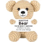 Handmade Emotional Support Bear - Positive Gift for Women, Pocket Hug for Birthday and Christmas, Portable Leaving Present for Colleague Friend