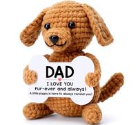 Handmade Emotional Support Crochet Positive Dog with Inspirational Cards,Pawsitive Knitted Gift Plush Doll for Dog Lover Women Men,Good Luck Present for Birthday,Valentines Day,Office Home Desk Decor