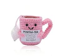Handmade Emotional Support Gift with, Handmade Emotional Support Crochet Funny Positive Pink Cup Gifts with Cards, Uplifting Positive Affirmation Gifts for Women, Friends, Mother's Day(Pink Cup)