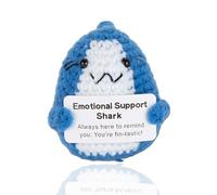 Handmade Emotional Support Shark Positive Crochet Shark Gifts Funny Ornaments Crochet Decor Crocheted Emotional Support Animal Unique Crochet Gifts for Crochet Lovers Friends Women Men