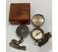 Handmade Engraved Compass, 2" Brass Pocket Compass With Wooden Box Gift for Dad, Gift for Lover