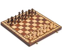 Handmade European Wooden Chess Set with Wood Chess Pieces - Decorative Box with Storage Tray - Rustic Classic Board Game (Jowisz)