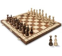 Handmade European Wooden Chess Set with Wood Chess Pieces - Decorative Box with Storage Tray - Rustic Classic Board Game (Legate)