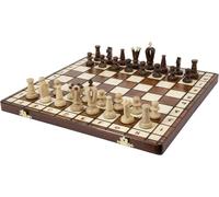 Handmade European Wooden Chess Set with Wood Chess Pieces - Decorative Box with Storage Tray - Rustic Classic Board Game (Royal 36)