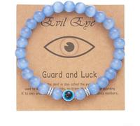 Handmade Evil Eye Bead Bracelet for Women Men, 8mm Glass