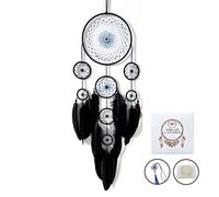 Handmade Evil Eye Dream Catcher for Home Decor, Jiyamony Black Dream Catchers for Adults Bedroom Wall Hanging Decoration with a Evil Eye Car Charm Gift
