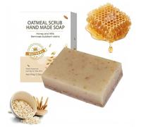 Handmade Exfoliating Oatmeal Soap for Radiant Skin, Moisturizing Glycerin Soap for Face & Body, Deep Cleansing Soap with Milk & Honey, Suitable for All Skin Types (1)