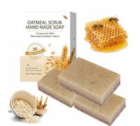 Handmade Exfoliating Oatmeal Soap for Radiant Skin, Moisturizing Glycerin Soap for Face & Body, Deep Cleansing Soap with Milk & Honey, Suitable for All Skin Types (3)