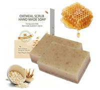 Handmade Exfoliating Oatmeal Soap for Radiant Skin, Moisturizing Glycerin Soap for Face & Body, Deep Cleansing Soap with Milk & Honey, Suitable for All Skin Types (2)