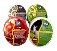 Handmade Exfoliating Sponge Soap Set - A Natural and Refreshing Cleaning Experience with Aloe Vera, Turkish Bath, Goat Milk, Pomegranate (Set of 4)