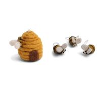 Handmade & Fairtrade Certified | Gry & Sif | Stylish Danish Design x Nepali Artisans | Pendant - Mini Felt Bee and Beehive for Living Room Decoration |