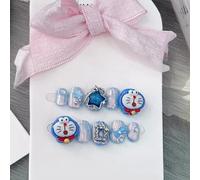 Handmade False Nails Short MouyouGlow,Square Round Kawaii Cute Blue 3D Gold Aemon Jingle Cat Heart Bow Stern Bubble Y2K Coquette Resuable Press on Nails,Handmade Fake Nails,10pcs 553-M