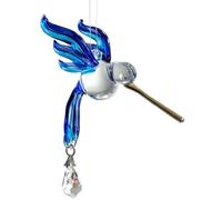 Handmade Fantasy Glass Hummingbird Suncatcher Sapphire