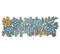 Handmade Farmhouse Floral Embroidery Beaded Table Runner for Tableptop in Teal/Blue/Ivory Romance Multi Flower Colour - Home Decor Mat for Wedding Family Gathering - Pack of 1 Measure 13 x 36 inches