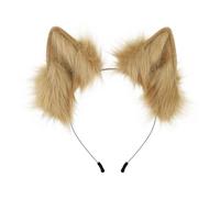 Handmade Faux Wolf Ears Headband for Festivals Parties Cosplay Costumes Decorations Unisex Accessories (Khaki, One Size)