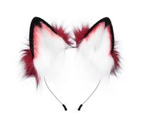 Handmade Faux Wolf Ears Headband for Festivals Parties Cosplay Costumes Decorations Unisex Accessories (RD2, One Size)