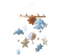 Handmade Felt Decorations Crib Mobile, Safe and Soft, Nursery Hanging Toys, Little Ones' Cloud, Star, and Balloon, Sun with Hot Air Balloon Design