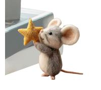 Handmade Felt Mouse Ornament, Cute Five-Pointed Star HangDecor, Felt Wool Adorable Needle Felted Mice, Mini Mice Animal Figurine Doll, for Holiday Home Table Party Fireplace Mantel Bookshelf