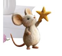 Handmade Felt Mouse Ornament, Cute Five-Pointed Star HangDecor, Felt Wool Adorable Needle Felted Mice, Mini Mice Animal Figurine Doll, for Holiday Home Table Party Fireplace Mantel Bookshelf
