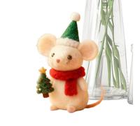 Handmade Felt Mouse Ornament, Mini Fashion Mouses Animal Figurine, Charming Christmas Mouse With Santa Hat, White Felt Decorations With Little Mice For Indoor Outdoor Windowsills Holiday Bedroom