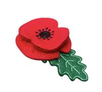 Handmade Felt Poppy Brooch - Machine Embroidered Flower Pin - Red and Green Felt Accessory - Metal Pin Back - Approx. 7 cm