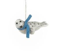 Handmade Felt Seal Novelty Christmas Decoration, Felt Animal Bauble Hanging Wool Seal Xmas Tree Ornament, Sea Creature Decoration, Fun Seal Figurine, Novelty Wool Decoration