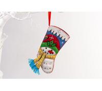 Handmade Felt Snowman Christmas Tree Stocking - 15.5 Cm
