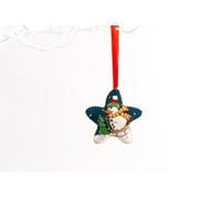 Handmade Felt Snowman Skiing Star Christmas Tree Hanging Decoration - 8 Cm
