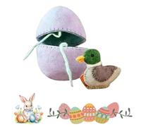 Handmade Felted Wool Surprise Easter Egg with Hidden Duck Toy, Pastel Purple and Green, Reusable Easter Basket Gift (#1)