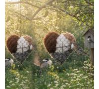 Handmade Fiber Bird Nesting Heart | 2PC Bird Nesting Material Holder | Refillable Heart Shape Alpaca Wool Birds House Box Winter Shelter | Natural Hummingbird Nestings Material for Wild Birds