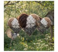 Handmade Fiber Bird Nesting Heart, Alpaca Material House, Refillable Hummingbird Nest Holder, Winter Fowl Gifts Animal Hummingbirds Lovers Home Garden Yard(3Set)