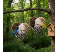Handmade Fiber Bird Nesting Heart, Bird Nesting Material Holder, Winter Tree Shelter for Wild Birds, Dual-Season Outdoor View House, Gifts Animal Hummingbirds Lovers Home Garden Yard (2pcs)