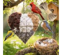 Handmade Fiber Bird Nesting Heart, Bird Nesting Material Holder, Winter Tree Shelter for Wild Birds, For Garden Art Birdhouse Outside Gifts for Birds Lovers (A)