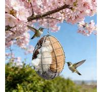 Handmade Fiber Bird Nesting Heart,Birds Nesting Material Holder,Hummingbird Nest Boxes for Outside,Large Handmade Alpaca Fiber Bird House,Nester Houses Design for Wild Birds Home Garden Yard (A)