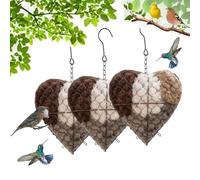 Handmade Fiber Bird Nesting Heart, Birds Nesting Material Holder, Hummingbird Nest Boxes for Outside, Nester Houses Design, Dual-Season Outdoor Bird Shelter for Garden, Yard and Bird Lover (3pc)