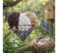 Handmade Fiber Bird Nesting Heart - Birds Nests Material Holder, Heart Shape Hummingbird Nesting, Dual-Season Outdoor Bird Shelter, Nester Houses Design For Wild Birds Home Garden Yard
