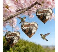 Handmade Fiber Bird Nesting Heart,Birds Nests Material Holder,Hummingbird Nest Boxes for Outside,Dual-Season Outdoor Bird Shelter for Garden,Yard & Bird Lover,Refillable Nature Wool Material (3PC)