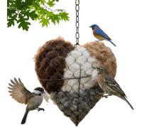 Handmade Fiber Bird Nesting Heart, Birds Nests Material Holder, Hummingbird Nest Boxes for Outside, Natural Refillable Bird Nest House for Winter & Spring Garden Yard