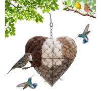 Handmade Fiber Bird Nesting Heart, Birds Nests Material Holder, Hummingbird Nest Boxes for Outside, Nest Houses Design, Dual-Season Outdoor Bird Shelter for Garden Art, Yard and Bird Lover (A)